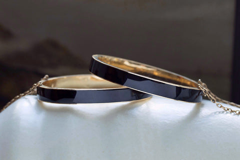 Victorian Matched Set of Black Enamel Bangles