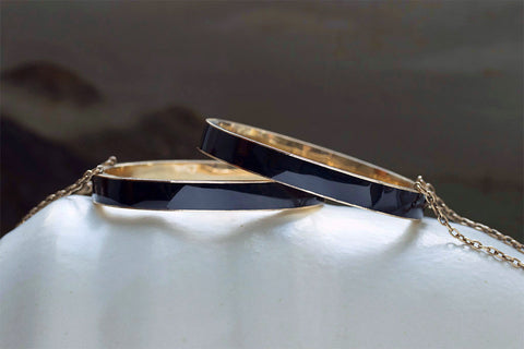 Victorian Matched Set of Black Enamel Bangles