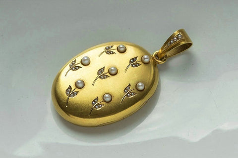 Antique French Pearl Flower Locket