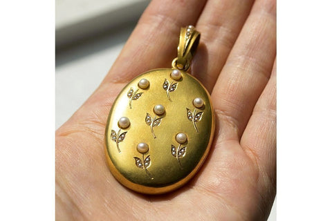 Antique French Pearl Flower Locket