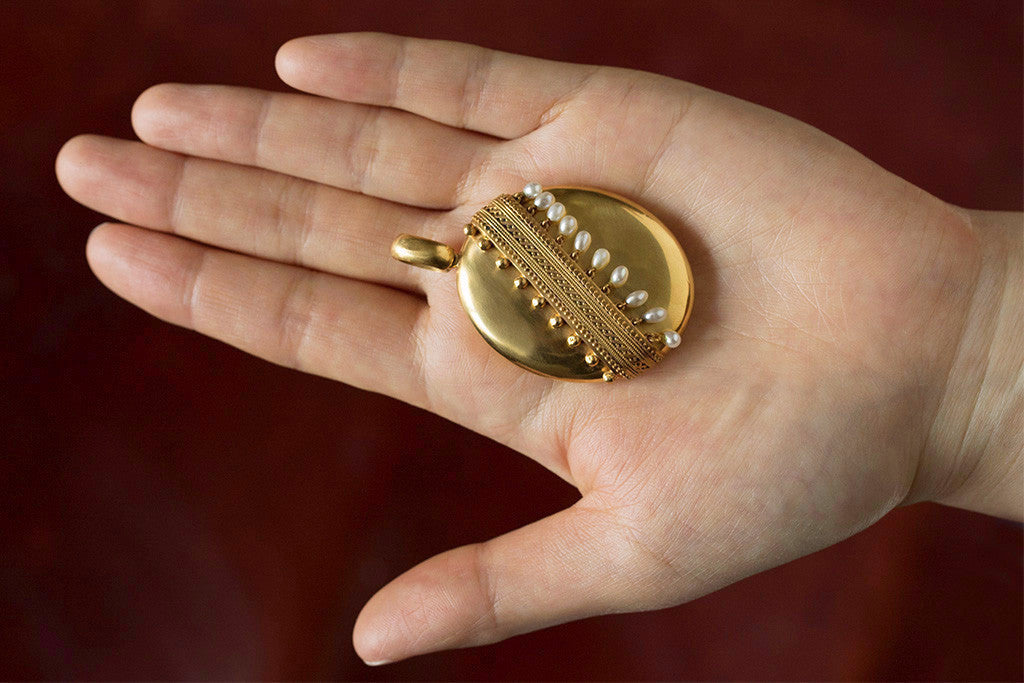 Large Victorian Pearl Fringe Locket