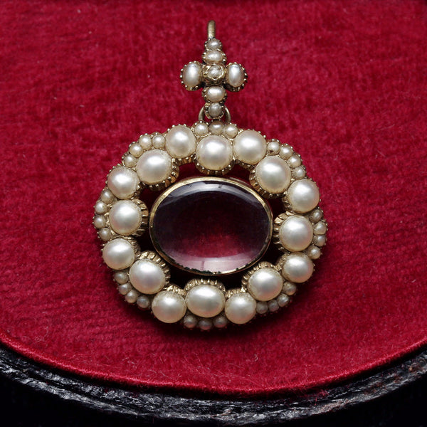 Victorian Pearl Locket Pendant and Chain