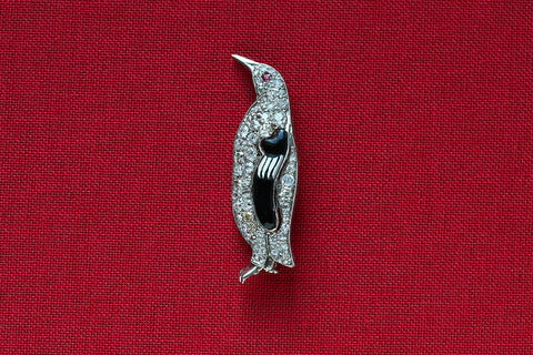 Diamond Penguin Brooch