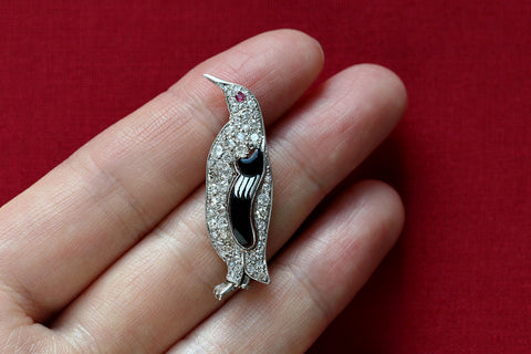 Diamond Penguin Brooch