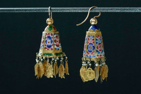 Antique Persian Gold & Enamel Earrings