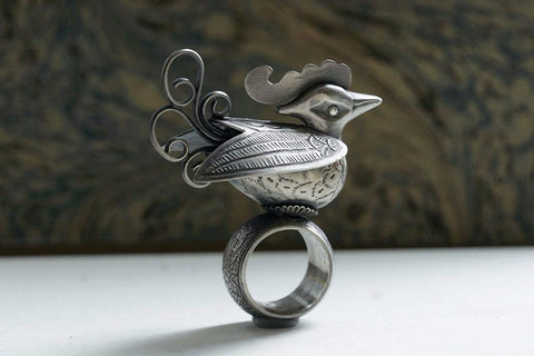 Silver Phoenix Bird Ring