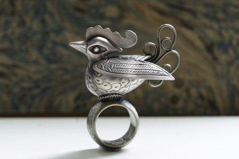 Silver Phoenix Bird Ring