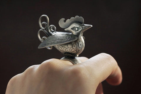 Silver Phoenix Bird Ring