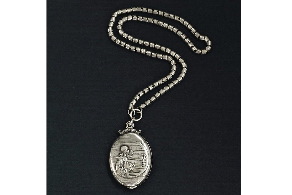 French Art Nouveau Pierrot & Moon Locket
