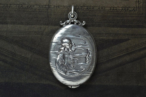 French Art Nouveau Pierrot & Moon Locket