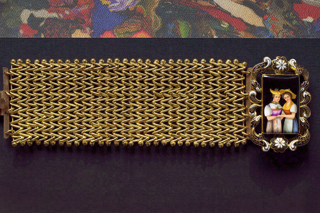 LAELIUS Antiques – Late Georgian Pinchbeck and Swiss Enamel Bracelet