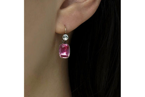 Edwardian Pink & White Paste Earrings