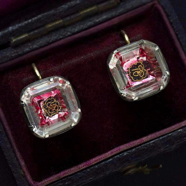 Pink Foiled Stuart Crystal Earrings