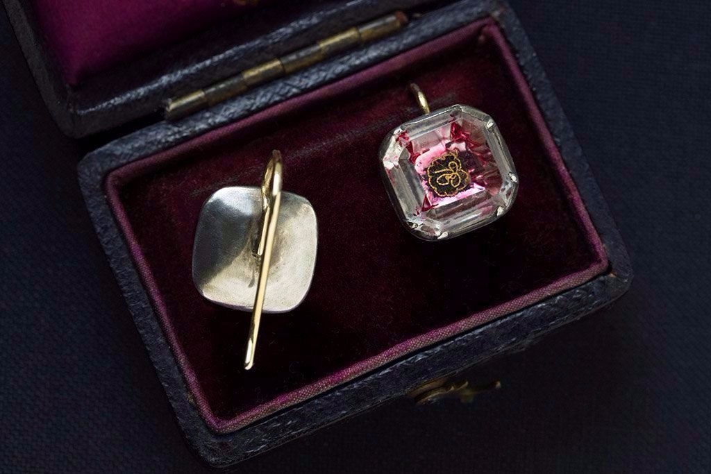 Pink Foiled Stuart Crystal Earrings