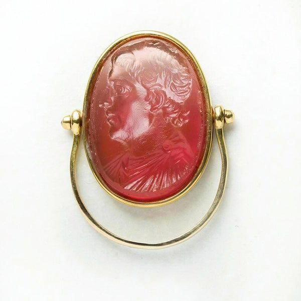 Pink Tassie Intaglio Swivel Ring