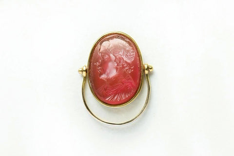 Pink Tassie Intaglio Swivel Ring