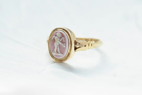 Late Victorian Putto Cherub Cameo Ring