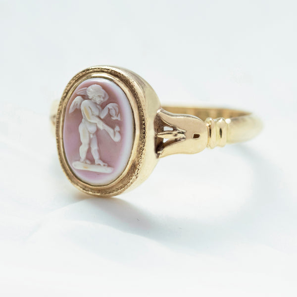 Late Victorian Putto Cherub Cameo Ring