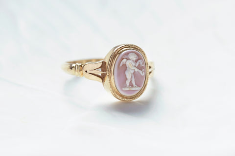Late Victorian Putto Cherub Cameo Ring