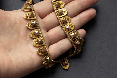 Victorian Pyramid Gold Collar Necklace