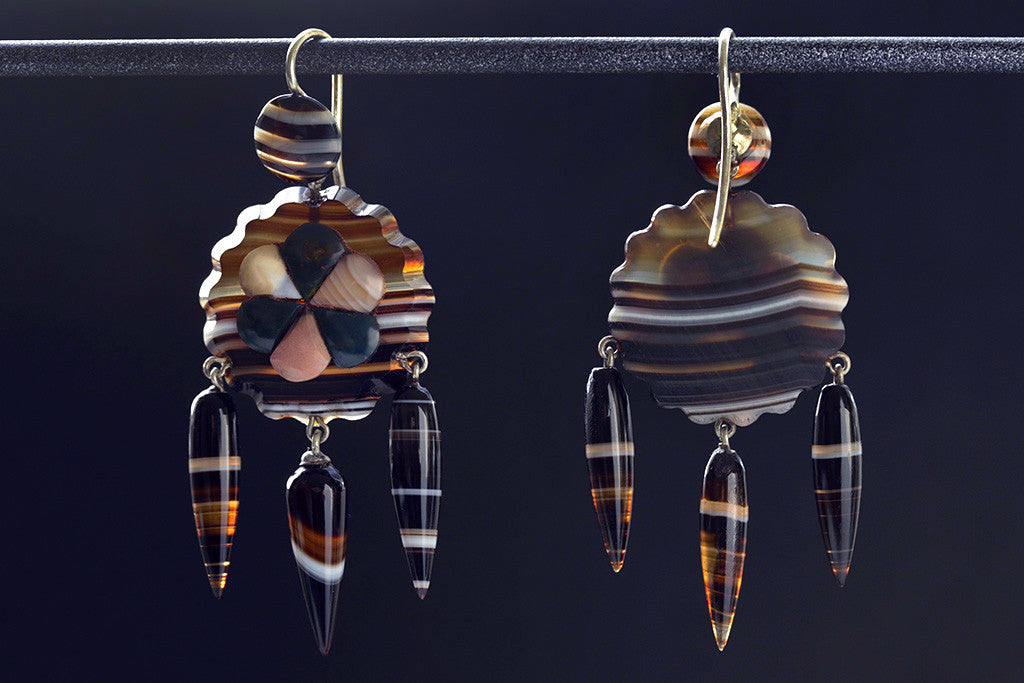 Victorian Scottish Agate Drop Earrings