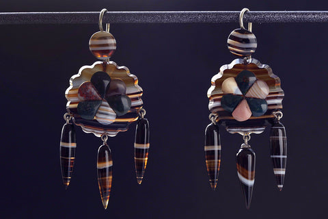 Victorian Scottish Agate Drop Earrings