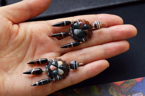 Victorian Scottish Agate Drop Earrings