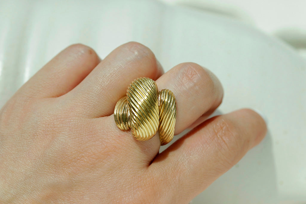 Chunky Retro Bypass 18k Gold Ring