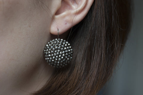 Victorian Large Round Cut Steel Earrings