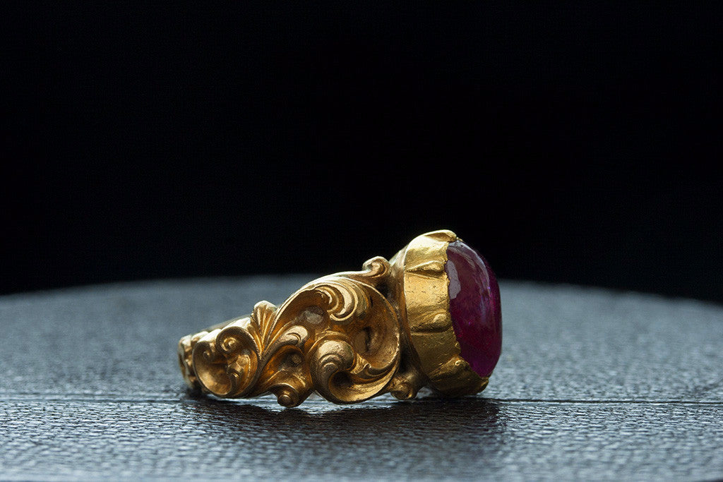 Antique cabochon ruby ring sale