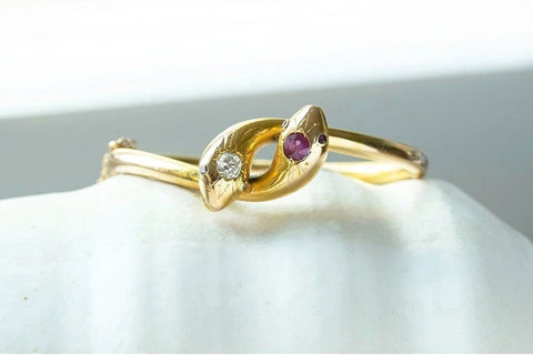 Victorian Ruby Diamond Snake Bangle
