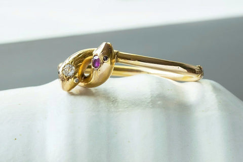 Victorian Ruby Diamond Snake Bangle