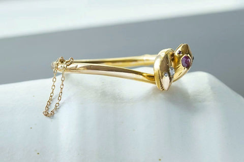 Victorian Ruby Diamond Snake Bangle