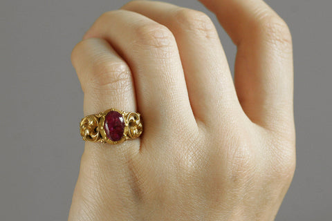 Early Victorian Ruby Cabochon Ring