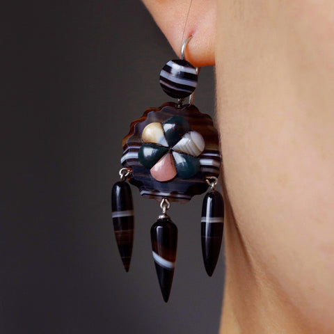 Victorian Scottish Agate Drop Earrings