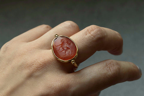 Ancient Sasanian Intaglio Swivel Ring