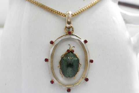 Victorian Scarab Pendant and Chain
