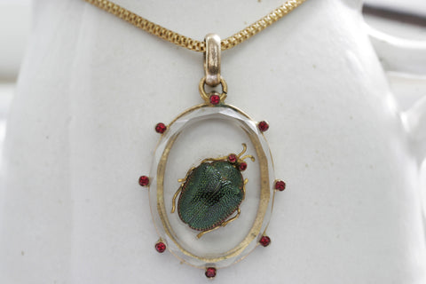 Victorian Scarab Pendant and Chain