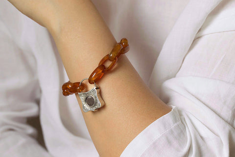Victorian Scottish Agate Padlock Bracelet