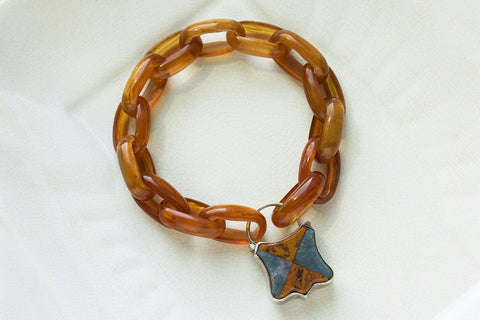 Victorian Scottish Agate Heart Padlock Bracelet