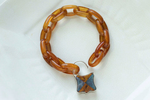 Victorian Scottish Agate Heart Padlock Bracelet
