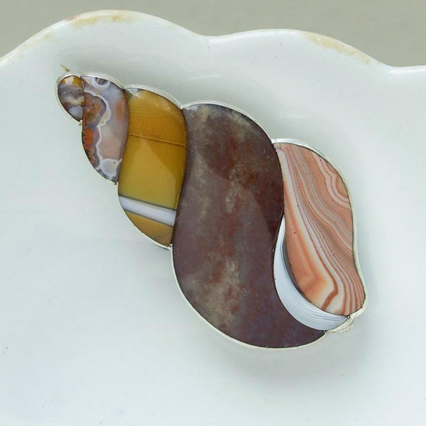 Victorian Scottish Agate 'Shell' Brooch