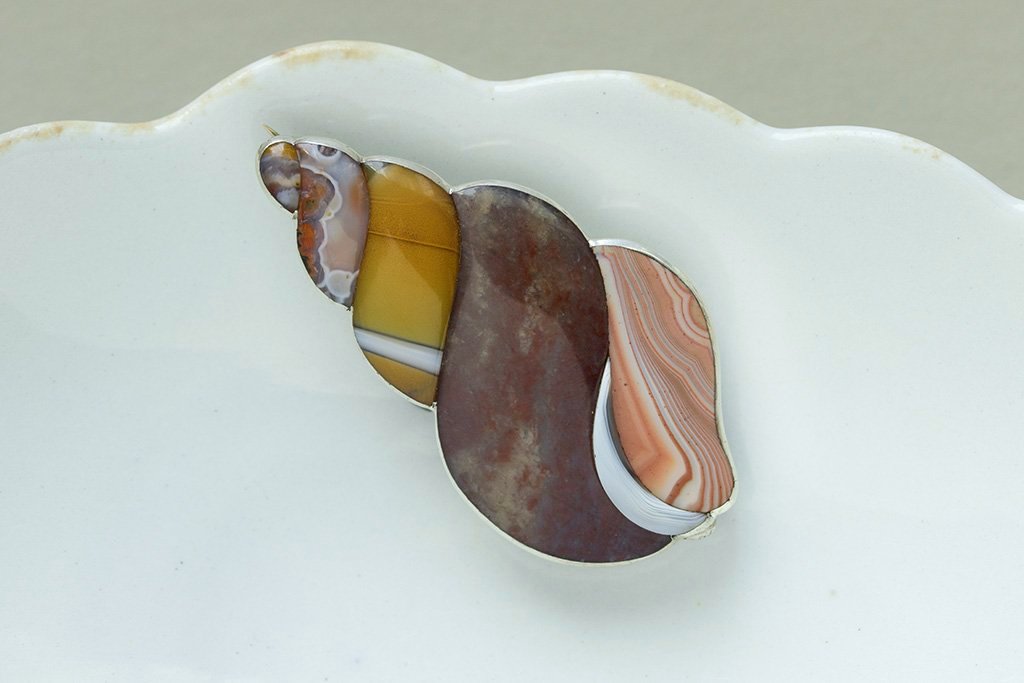 Victorian Scottish Agate 'Shell' Brooch
