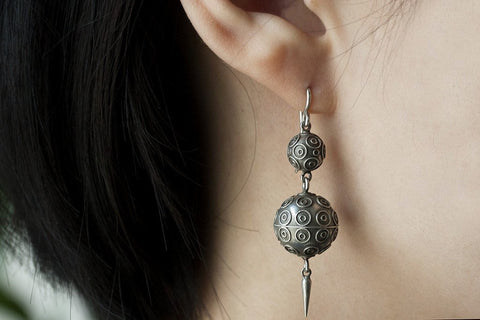 Victorian Etruscan Revival Ball Earrings