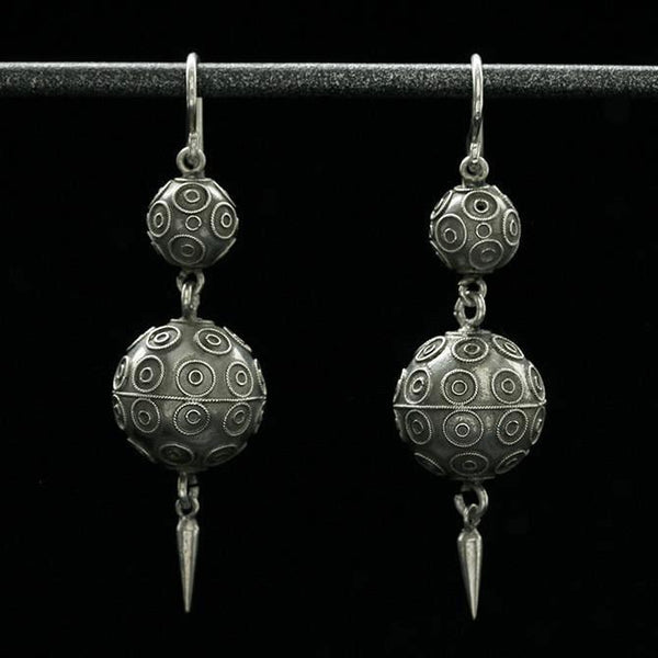 Victorian Etruscan Revival Ball Earrings