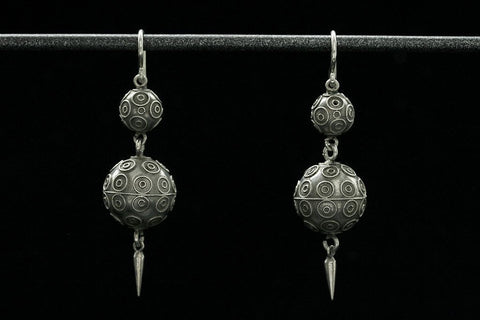 Victorian Etruscan Revival Ball Earrings