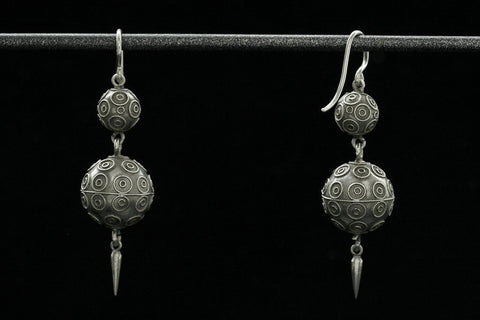 Victorian Etruscan Revival Ball Earrings