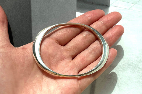 Vintage Sterling Silver Oval Bangle