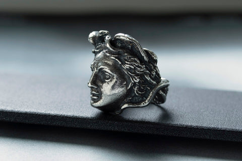 Large Sterling Silver Medusa Ring