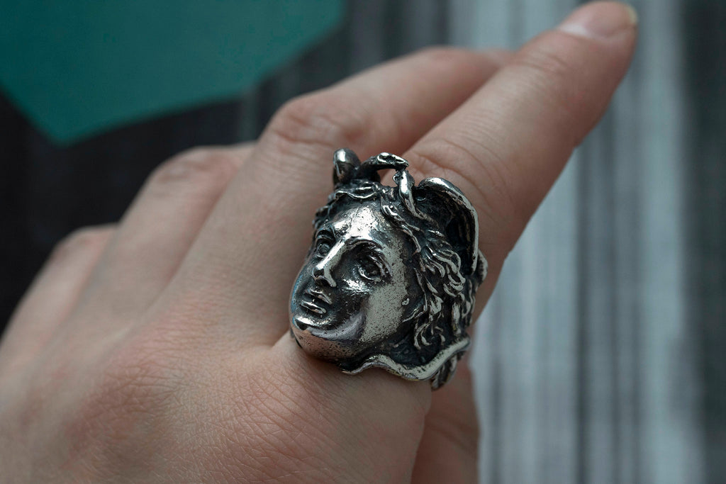 Large Sterling Silver Medusa Ring